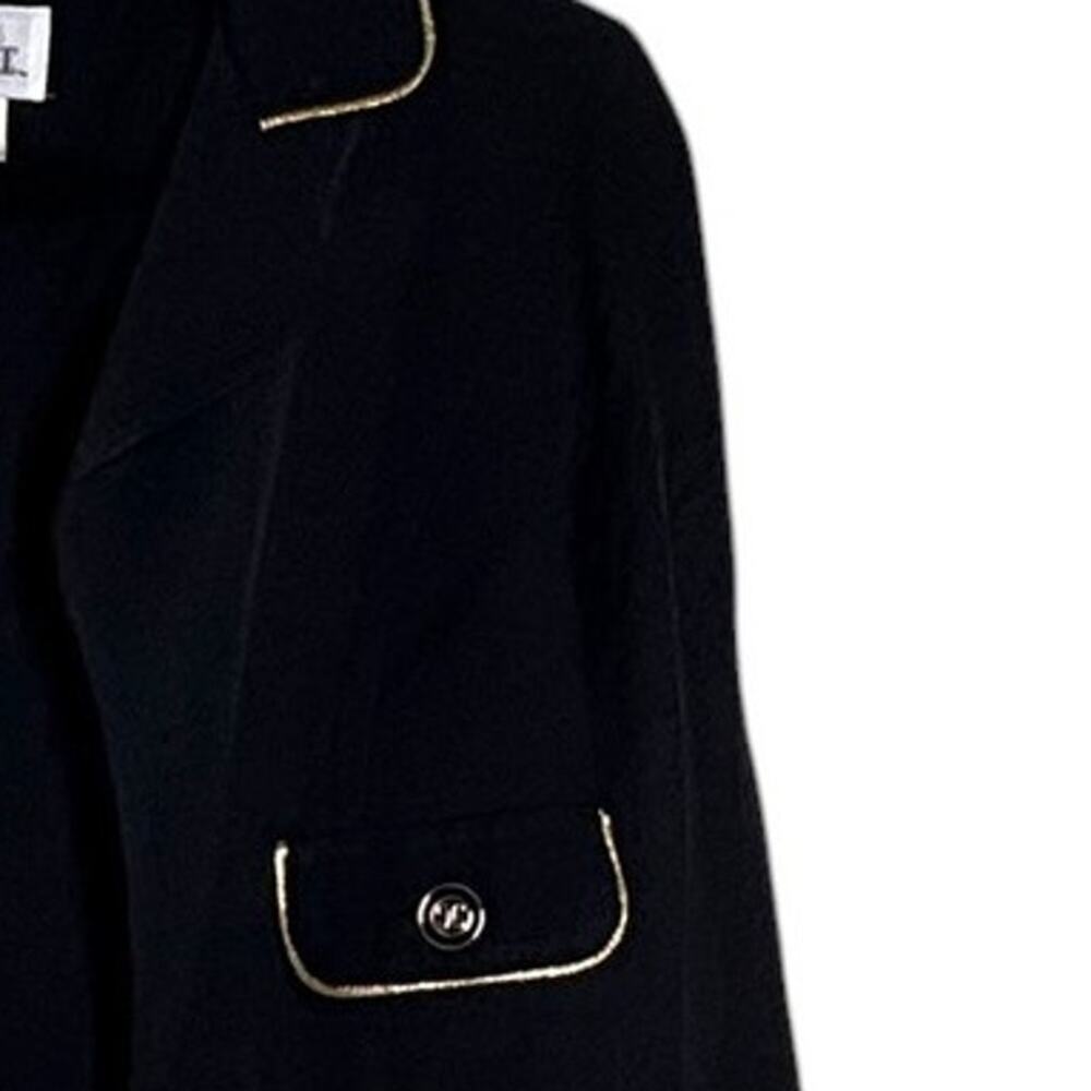 Vintage 80's-90's Cropped Black Blazer Jacket Gold Trim Mod Officecore M 6 - Picture 4 of 6